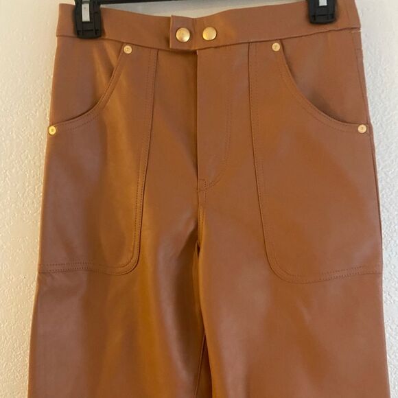 NWT NYC The Baxter Ribcage Straight Leg
High Waist Faux Leather Pants Brown 26 - Picture 6 of 15